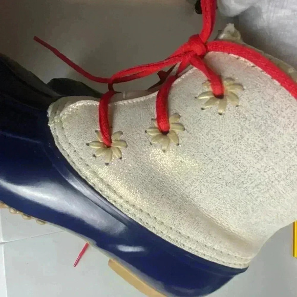 Jack Rogers Chloe Women's Size 6 Ankle Duck Boots Waterproof Cream Navy Metallic - Picture 5 of 9